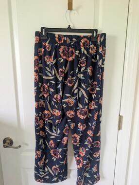 New Directions Women's Boho Floral Wide Leg Pants Hippy, Beachy, Festival l MED